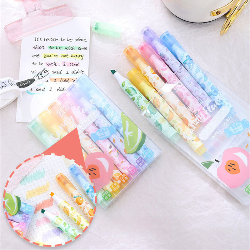 Highlighter Set Pastel - Canetas de ponta macia perfumadas com