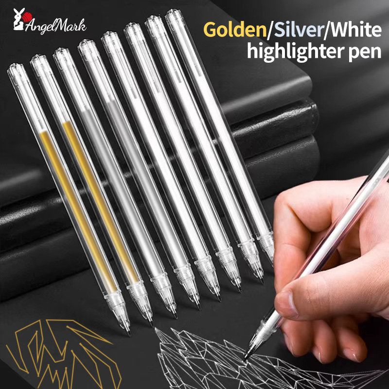Gel Ink Pen Set - Branco ouro prata clássico destaque caneta