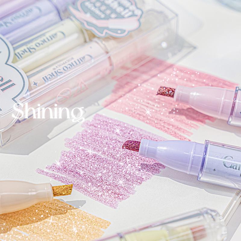 Highlighter Set Pastel - 4 cores/conjunto glitter marcadores caneta flash
