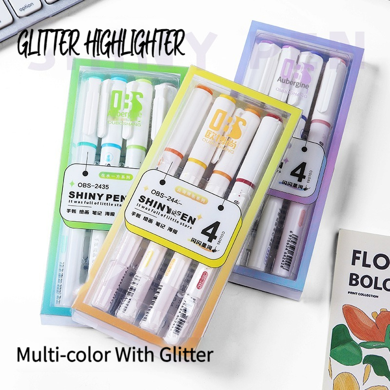 4 cores/conjunto glitter marca - Highlighter Set Pastel avaliação e preço